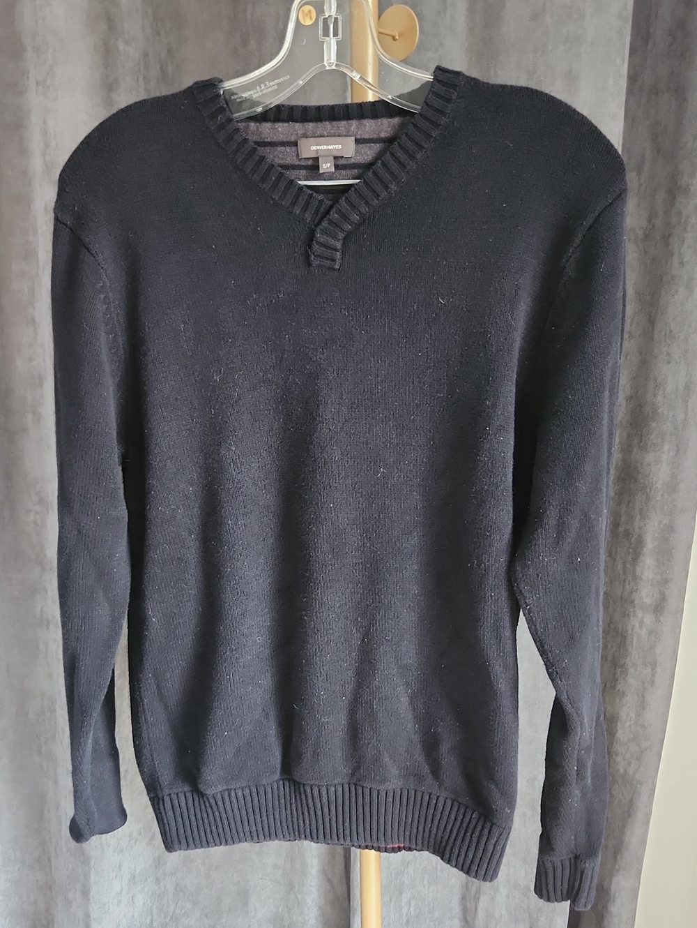 Denver Hayes Black V-Neck Cotton Blend Sweater - Men's